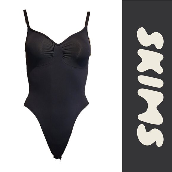 SKIMS Seamless Sculpt THONG BODYSUIT Black Med- Deodorant Marks - Picture 1 of 9